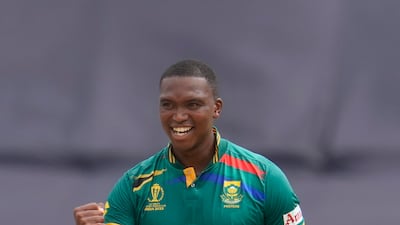 South Africa's Lungi Ngidi during a practice match in Thiruvananthapuram. AP