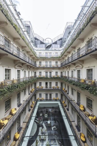 View to the Music Garden and High Note Bar. Courtesy Aria Hotel Budapest