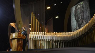 South Africa President Jacob Zuma gives a speech during the funeral ceremony of South African former president Nelson Mandela in Qunu. Odd Andersen / AFP