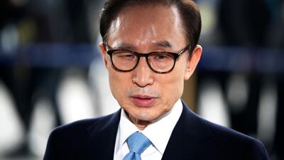 Former South Korean president Lee Myung-bak was sentenced to 15 years in prison for corruption. Associated Press