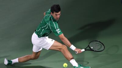 Novak Djokovic during the final against Stefanos Tsitsipas at the 2020 Dubai Duty Free Tennis Championships. EPA