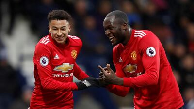 Jesse Lingard, left, and Romelu Lukaku scored for Manchester United on Sunday night. Carl Recine / Reuters