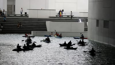 Kayakers are able to get up close to Louvre Abu Dhabi with Sea Hawk's new tours. Chris Whiteoak / The National