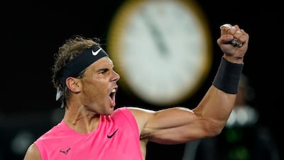 Rafael Nadal celebrates after his four-set victory over Nick Kyrgios at the Australian Open. Reuters