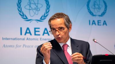 Rafael Grossi, Director General of the International Atomic Energy Agency (IAEA), speaks during his press conference after the Board of Governors meeting of the IAEA at the agency's headquarters in Vienna, Austria AFP