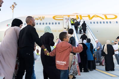 An Etihad plane transported 57 Gazan patients and their companions. Photo: Wam