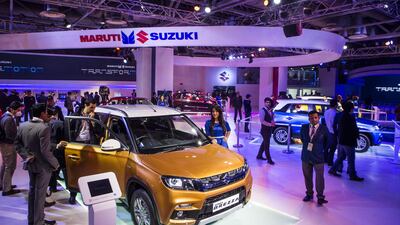 The Maruti Suzuki India Vitara Brezza compact sports-utility vehicle on display at the Auto Expo 2016 in Noida, Uttar Pradesh. Prashanth Vishwanathan / Bloomberg