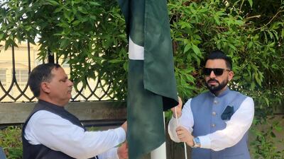 A flag-hoisting ceremony held at the Pakistan Consulate in Dubai. Photo: Pakistan Consulate Dubai