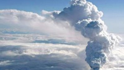 The plume, seen rising to 22,000 feet, has forced the closure of airspace across much of northern Europe.