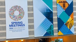 A man looks over the atrium of the International Monetary Fund (IMF) HQ2 building in Washington, DC, USA, 13 April 2026. The IMF/World Bank Spring Meetings will be held from 13-18 April in Washington, DC. EPA / SHAWN THEW