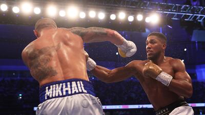 Anthony Joshua and Oleksandr Usyk during the fight. Getty