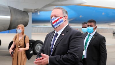 US Secretary of State Mike Pompeo walks to board an aircraft in Colombo to leave for Maldives late last month. Reuters