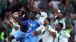 Players of Al Ahli their win in the AFC Champions League semi-final against Vissel Kobe in Jeddah. Getty Images