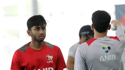 Yodhin Punja trains ahead of the Asia Cup Qualifier at the ICC Academy in Dubai in the hope he makes the final cut. Satish Kumar for The National