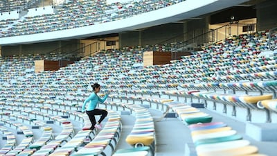 Abeer Amiri, Daman ActiveLife ambassador, during a Vertical Training session at Zayed Sports City. Courtesy Daman ActiveLife