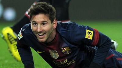 Barcelona's Lionel Messi reacts during the Primera Liga match with Athletic Bilbao.