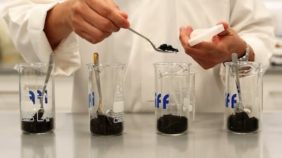 Genaro Estella, principal application technologist, gets ready to test tea samples.