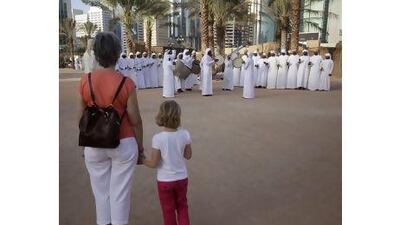 Spectators watch traditional Emirati song and dance performances at the festival this week. Sammy Dallal / The National