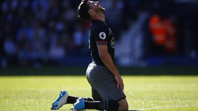 Southampton's Shane Long looks dejected against West Brom. Peter Cziborra / Reuters