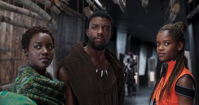 Lupita Nyong'o, Chadwick Boseman and Letitia Wright in 'Black Panther'. Disney via AP