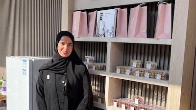 Hamama Al Falasi, the founder of Dubai’s Klayya Bites, is showcasing her homemade biscuits at Al Bait Al Emirati. Evelyn Lau / The National
