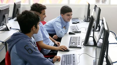 Pupils at Hamdan bin Zayed school got the Computer Science First programme off to a positive start. Satish Kumar / The National