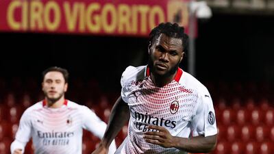 Milan's Franck Kessie celebrates scoring. Reuters
