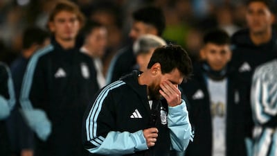 Lionel Messi gave an emotional speech, thanking Argentina fans for their support. AFP