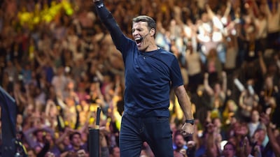 Tony Robbins has led business and personal development events around the world for more than four decades. Courtesy Najahi Events