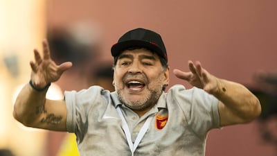 Diego Maradona displayed a roller-coaster of emotions on the sidelines as he watched his Fujairah side draw their First Division match with Al Orouba 1-1. Christopher Pike / The National