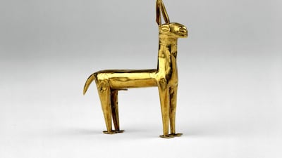 Gold llama from A History of the World In 100 Objects at at Manarat Al Saadiyat. Courtesy British Museum