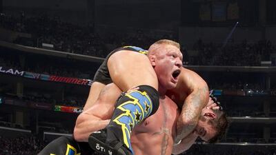 Brock Lesnar challenges for the WWE title on Sunday. Courtesy WWE
