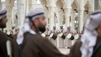 A traditional dance is performed during the state reception. Omar Askar / UAE Presidential Court