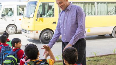Mark Parkinson, the executive director and head of schools at Aspam Indian International School in Sharjah, worked in private banking before gaining a teaching qualification. Rebecca Rees for The National