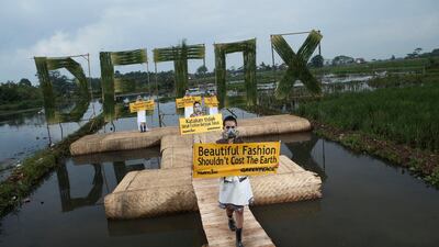 Detox catwalk in Indonesia, 2015. Courtesy Greenpeace / Hati Kecil Visuals