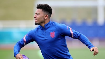 Jadon Sancho during a training session on Thursday. AP