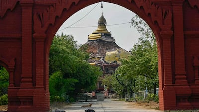 A damaged pagoda in Mandalay, central Myanmar, on March 29, 2025, a day after the earthquake. AFP