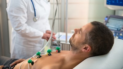 A patient ready for an electrocardiogram test. The UK's NHS will collect heart data for analysts using AI which will provide insights into possible dangers patients may face. Getty