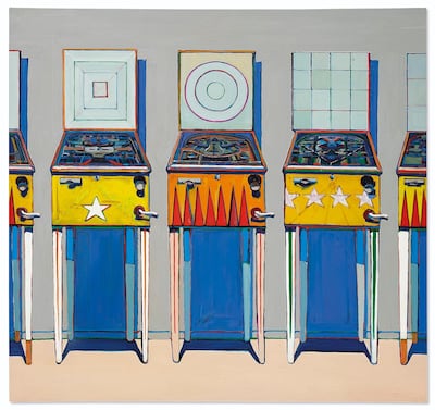 Wayne Thiebaud (b. 1920), Four Pinball Machines, 1962, which sold for $20,137,500. Courtesy Christie's