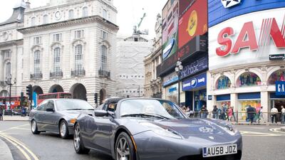 The Electric Vehicles Energy Task Force said on Thursday that the UK's national grid will struggle to cope with a switch to zero-emission vehicles. Eleanor Bentall for The National.