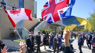Britain's Prince Charles and Camilla, Duchess of Cornwall, visit the Ukrainian Orthodox Cathedral, Assumption of the Blessed Virgin, in Ottawa, Ontario, while on their Canadian Royal tour, Wednesday May 18, 2022. The Canadian Press/AP