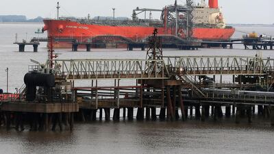 Oil tanker Kamome Victoria at the Port of Immingham, England. New fuel rules will affect shippers. AFP