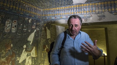 Egyptologist Nicholas Reeves visits Tutankhamun's tomb. AFP