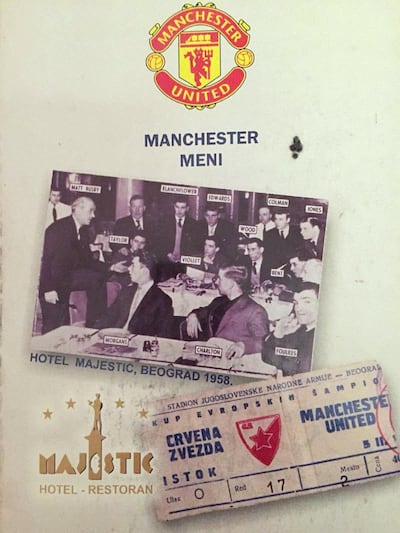 Memorabilia from the time Manchester United played in Belgrade on February 5, 1958. Andy Mitten