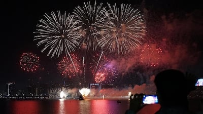 Fireworks along the Abu Dhabi Corniche in celebration of UAE National Day. Delores Johnson / The National