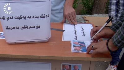 “Mokhtar Noori, a Kurdish man from Halabja, Iraq, set up a ballot box for the US elections. Sixty-two people voted within two hours – with the two candidates, Donald Trump and Joe Biden receiving an equal amount of votes.” Courtesy: Rudaw