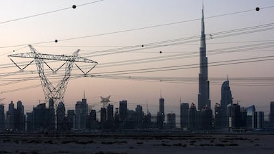 Electricity tower near Meydan Racecourse in Dubai. Pawan Singh / The National