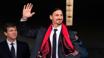 Zlatan Ibrahimovic waves to fans. AFP