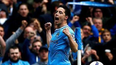 Manchester City's Samir Nasri missed the Premier League champions’ 7-0 League Cup victory over Sheffield Wednesday in midweek due to a groin problem and he may need surgery. REUTERS/Darren Staples