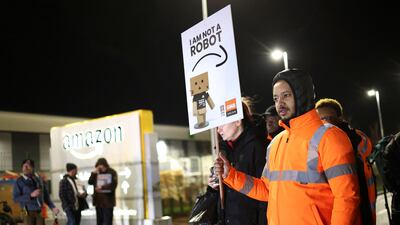 A rally in support of striking Amazon workers outside the retailer's warehouse in Coventry. Reuters